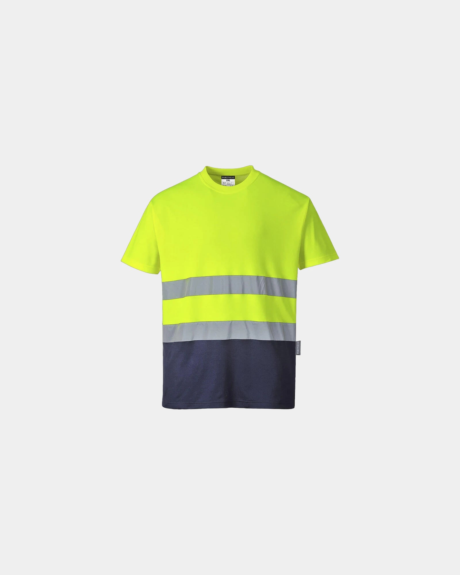 T-Shirt bicolore 55% Baumwolle 175 g/m² zum Personalisieren - Gelb-Marineblau